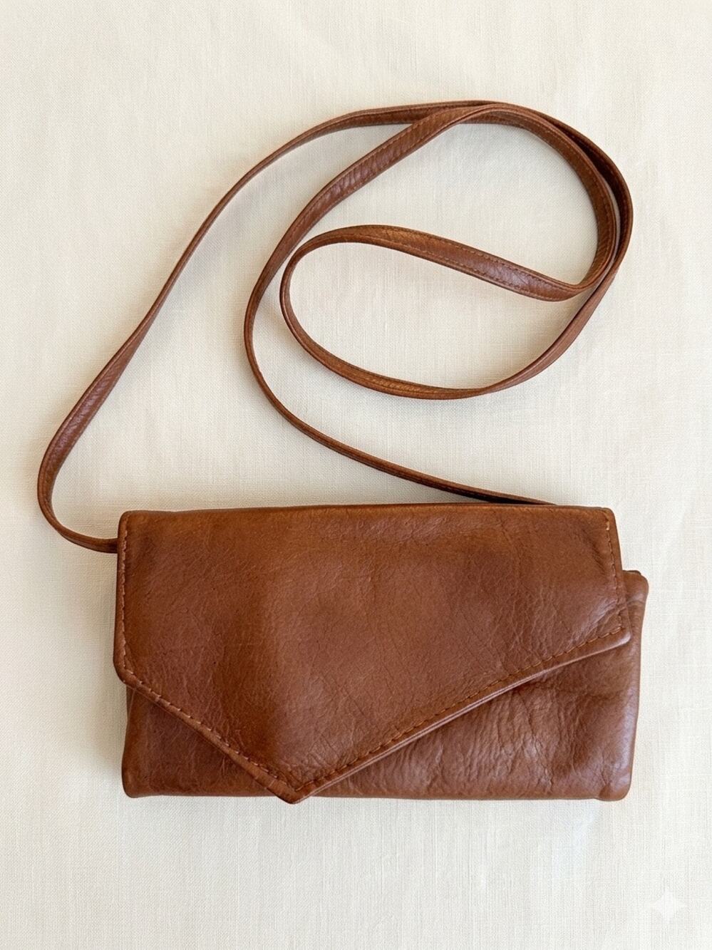 Vintage Brown Leather Crossbody Wallet Bag Renaissance Faire Boho Festival